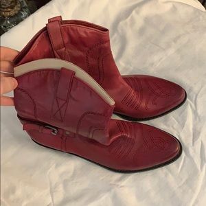 Red Franco Sarto Leather Boots